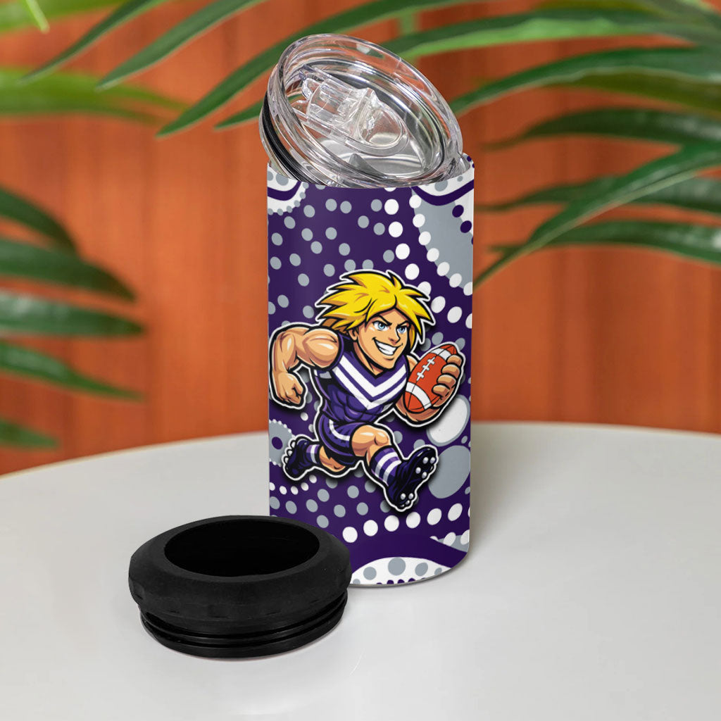 Fremantle Dockers 4 in 1 Can Cooler Tumbler Aboriginal Dot Pattern - Football Mascot Heritage Pride