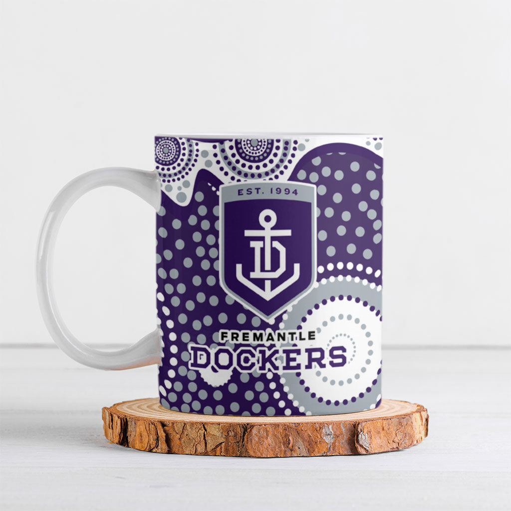 Fremantle Dockers Ceramic Mug Aboriginal Dot Pattern - Football Mascot Heritage Pride
