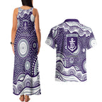 Fremantle Dockers Couples Matching Tank Maxi Dress and Hawaiian Shirt Aboriginal Dot Pattern - Football Mascot Heritage Pride