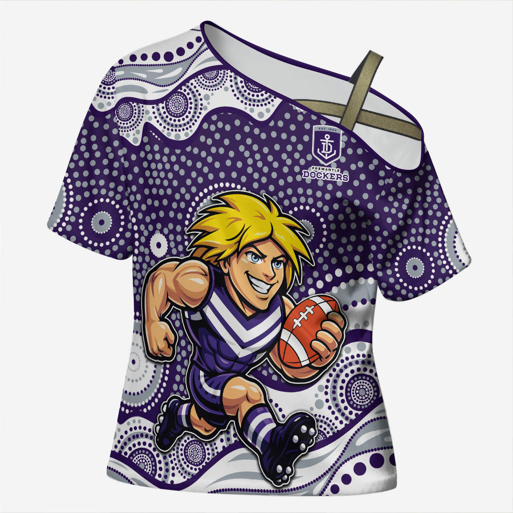 Fremantle Dockers Cross Shoulder Shirt Aboriginal Dot Pattern - Football Mascot Heritage Pride