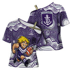 Fremantle Dockers Cross Shoulder Shirt Aboriginal Dot Pattern - Football Mascot Heritage Pride