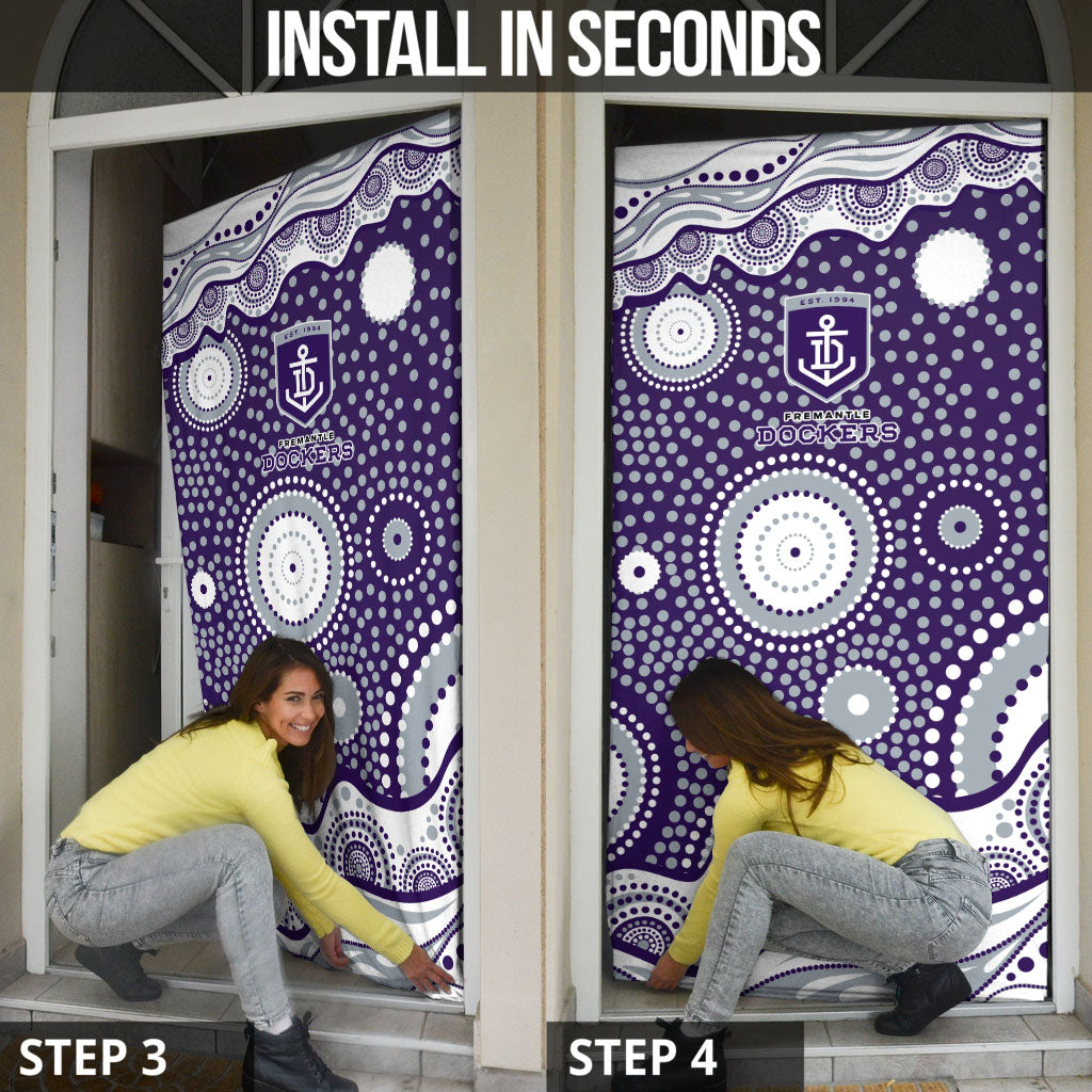Fremantle Dockers Door Cover Aboriginal Dot Pattern - Football Mascot Heritage Pride