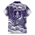 Fremantle Dockers Family Matching Mermaid Dress and Hawaiian Shirt Aboriginal Dot Pattern - Football Mascot Heritage Pride