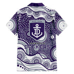 Fremantle Dockers Family Matching Off The Shoulder Long Sleeve Dress and Hawaiian Shirt Aboriginal Dot Pattern - Football Mascot Heritage Pride