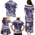 Fremantle Dockers Family Matching Puletasi and Hawaiian Shirt Aboriginal Dot Pattern - Football Mascot Heritage Pride