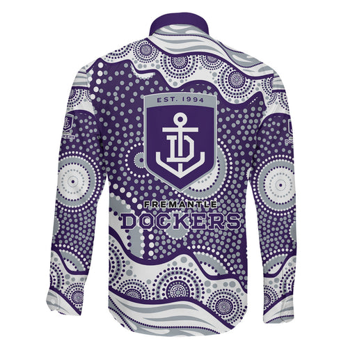 Fremantle Dockers Family Matching Puletasi and Hawaiian Shirt Aboriginal Dot Pattern - Football Mascot Heritage Pride