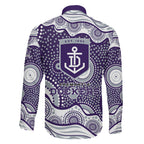 Fremantle Dockers Family Matching Short Sleeve Bodycon Dress and Hawaiian Shirt Aboriginal Dot Pattern - Football Mascot Heritage Pride