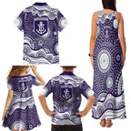 Fremantle Dockers Family Matching Tank Maxi Dress and Hawaiian Shirt Aboriginal Dot Pattern - Football Mascot Heritage Pride