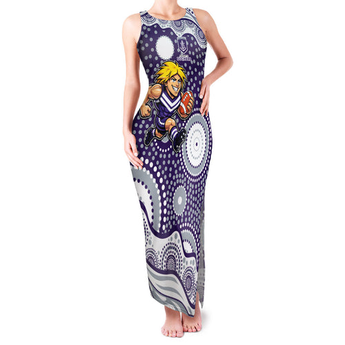 Fremantle Dockers Family Matching Tank Maxi Dress and Hawaiian Shirt Aboriginal Dot Pattern - Football Mascot Heritage Pride