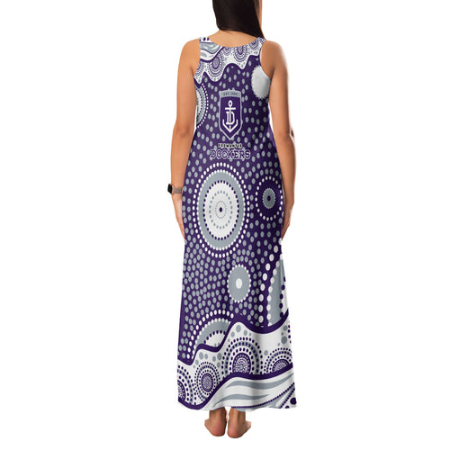 Fremantle Dockers Family Matching Tank Maxi Dress and Hawaiian Shirt Aboriginal Dot Pattern - Football Mascot Heritage Pride