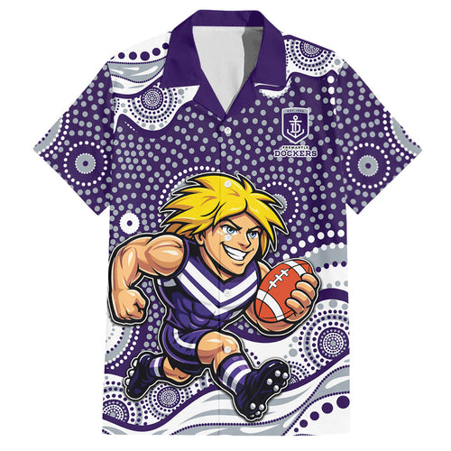 Fremantle Dockers Hawaiian Shirt Aboriginal Dot Pattern - Football Mascot Heritage Pride