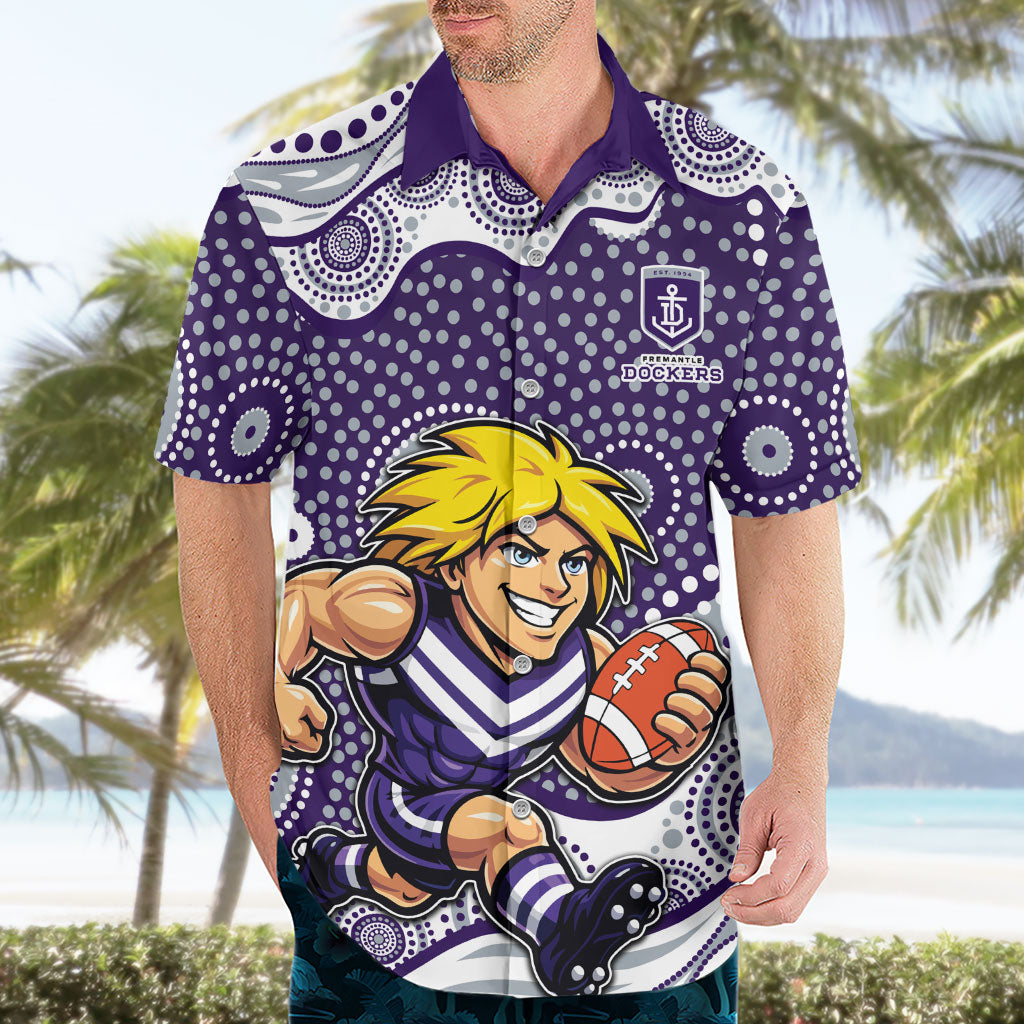 Fremantle Dockers Hawaiian Shirt Aboriginal Dot Pattern - Football Mascot Heritage Pride