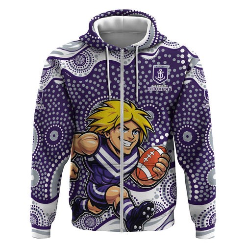 Fremantle Dockers Hoodie Aboriginal Dot Pattern - Football Mascot Heritage Pride