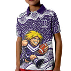 Fremantle Dockers Kid Polo Shirt Aboriginal Dot Pattern - Football Mascot Heritage Pride