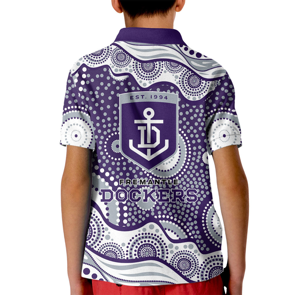 Fremantle Dockers Kid Polo Shirt Aboriginal Dot Pattern - Football Mascot Heritage Pride