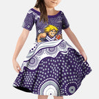 Fremantle Dockers Kid Short Sleeve Dress Aboriginal Dot Pattern - Football Mascot Heritage Pride