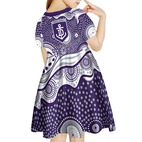 Fremantle Dockers Kid Short Sleeve Dress Aboriginal Dot Pattern - Football Mascot Heritage Pride