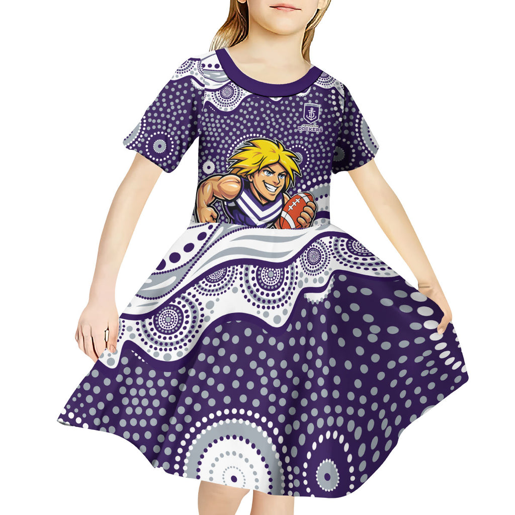 Fremantle Dockers Kid Short Sleeve Dress Aboriginal Dot Pattern - Football Mascot Heritage Pride