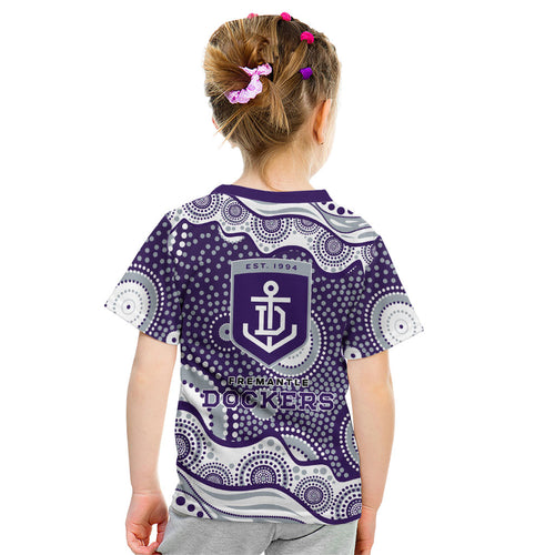 Fremantle Dockers Kid T Shirt Aboriginal Dot Pattern - Football Mascot Heritage Pride