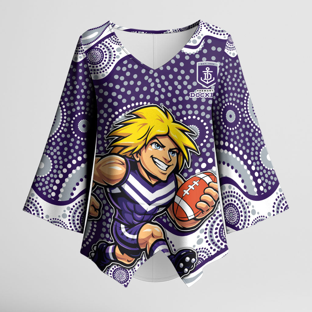 Fremantle Dockers Kimono Sleeve Blouse Aboriginal Dot Pattern - Football Mascot Heritage Pride