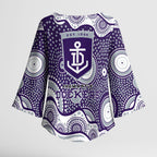 Fremantle Dockers Kimono Sleeve Blouse Aboriginal Dot Pattern - Football Mascot Heritage Pride