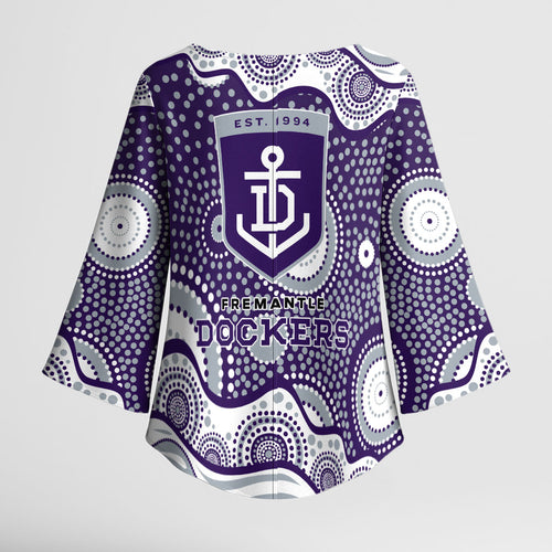 Fremantle Dockers Kimono Sleeve Blouse Aboriginal Dot Pattern - Football Mascot Heritage Pride