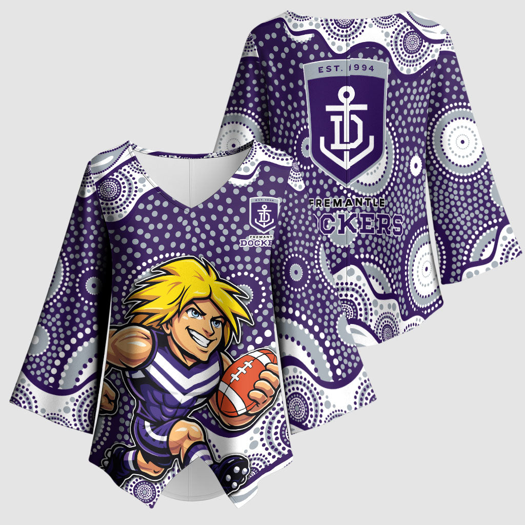 Fremantle Dockers Kimono Sleeve Blouse Aboriginal Dot Pattern - Football Mascot Heritage Pride