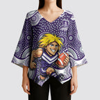 Fremantle Dockers Kimono Sleeve Blouse Aboriginal Dot Pattern - Football Mascot Heritage Pride