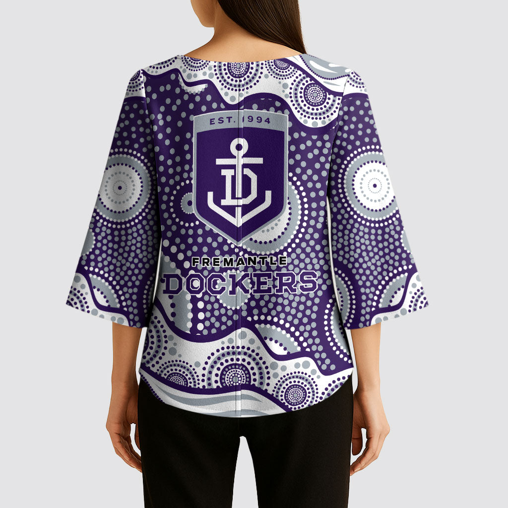 Fremantle Dockers Kimono Sleeve Blouse Aboriginal Dot Pattern - Football Mascot Heritage Pride