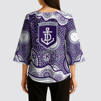 Fremantle Dockers Kimono Sleeve Blouse Aboriginal Dot Pattern - Football Mascot Heritage Pride