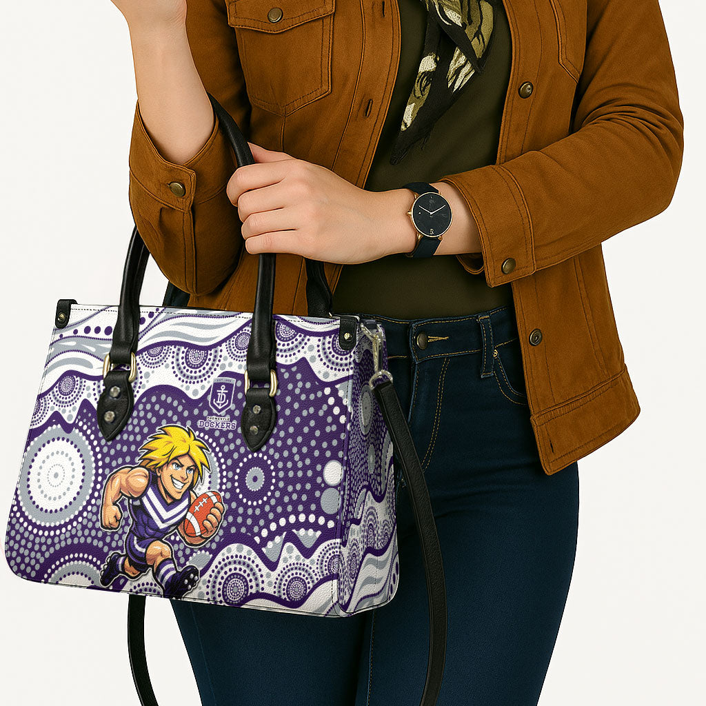 Fremantle Dockers Leather Bag Aboriginal Dot Pattern - Football Mascot Heritage Pride