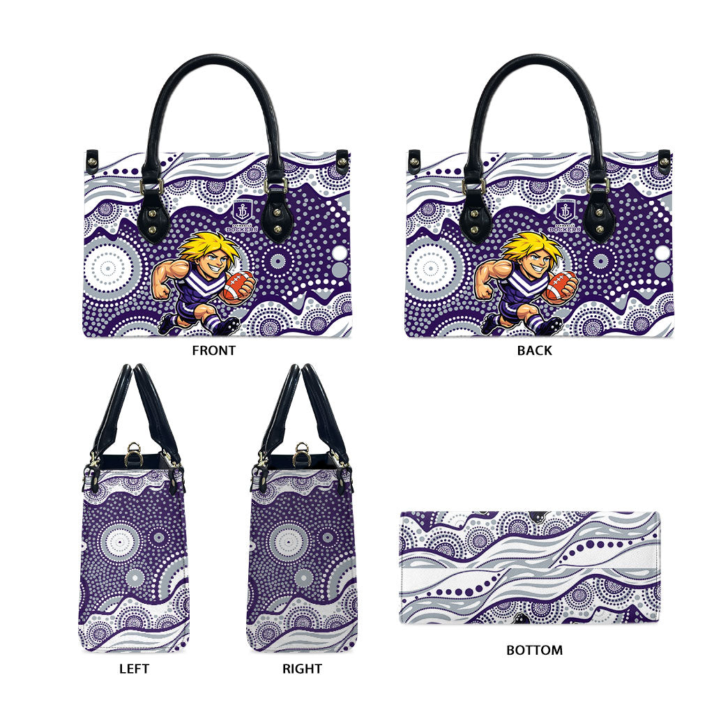Fremantle Dockers Leather Bag Aboriginal Dot Pattern - Football Mascot Heritage Pride