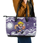 Fremantle Dockers Leather Tote Bag Aboriginal Dot Pattern - Football Mascot Heritage Pride