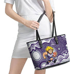 Fremantle Dockers Leather Tote Bag Aboriginal Dot Pattern - Football Mascot Heritage Pride