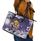 Fremantle Dockers Leather Tote Bag Aboriginal Dot Pattern - Football Mascot Heritage Pride