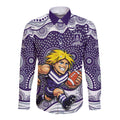 Fremantle Dockers Long Sleeve Button Shirt Aboriginal Dot Pattern - Football Mascot Heritage Pride