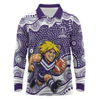 Fremantle Dockers Long Sleeve Polo Shirt Aboriginal Dot Pattern - Football Mascot Heritage Pride