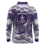Fremantle Dockers Long Sleeve Polo Shirt Aboriginal Dot Pattern - Football Mascot Heritage Pride