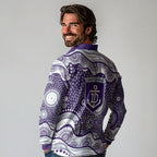 Fremantle Dockers Long Sleeve Polo Shirt Aboriginal Dot Pattern - Football Mascot Heritage Pride