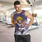 Fremantle Dockers Men Tank Top Aboriginal Dot Pattern - Football Mascot Heritage Pride