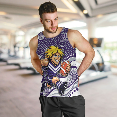Fremantle Dockers Men Tank Top Aboriginal Dot Pattern - Football Mascot Heritage Pride