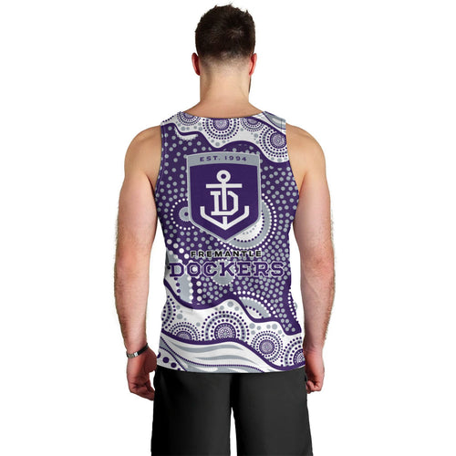 Fremantle Dockers Men Tank Top Aboriginal Dot Pattern - Football Mascot Heritage Pride