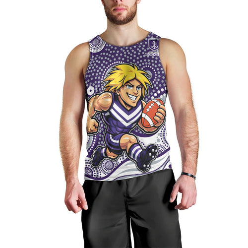 Fremantle Dockers Men Tank Top Aboriginal Dot Pattern - Football Mascot Heritage Pride