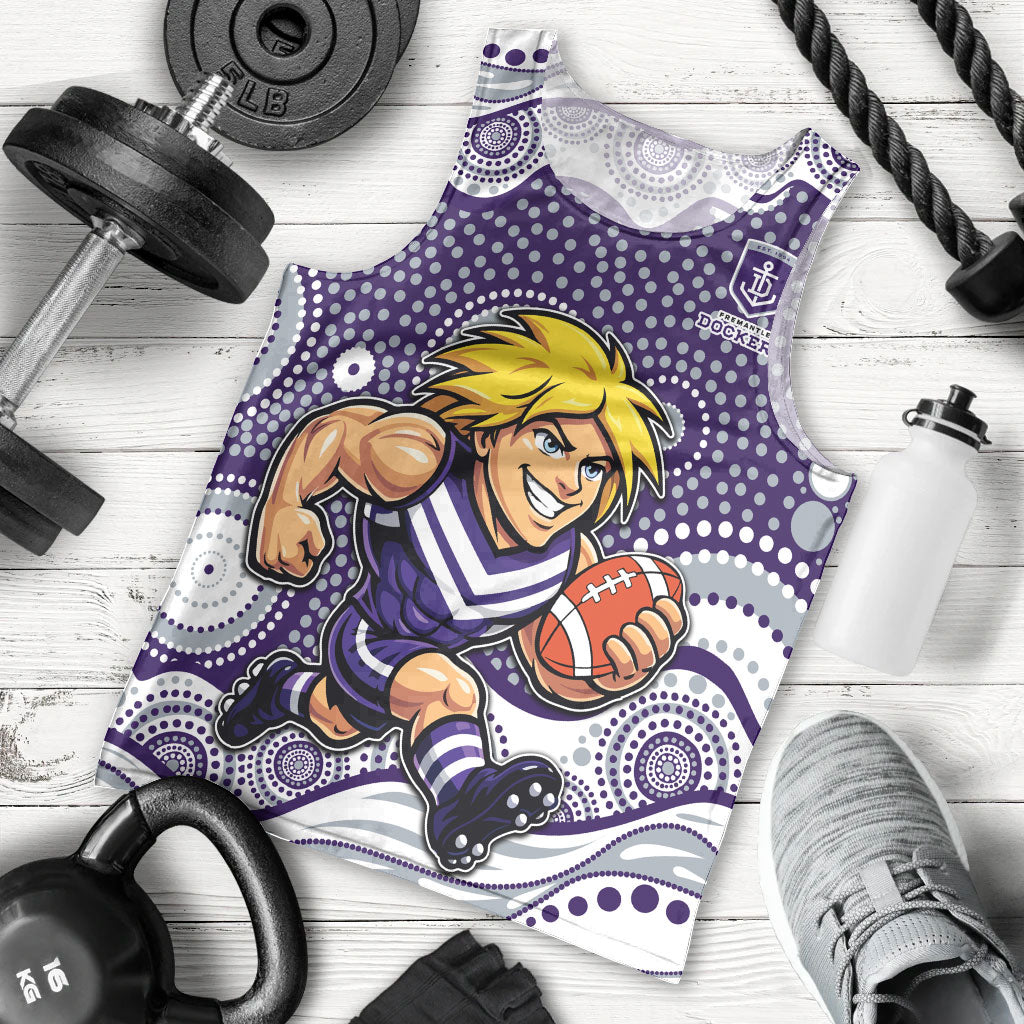 Fremantle Dockers Men Tank Top Aboriginal Dot Pattern - Football Mascot Heritage Pride