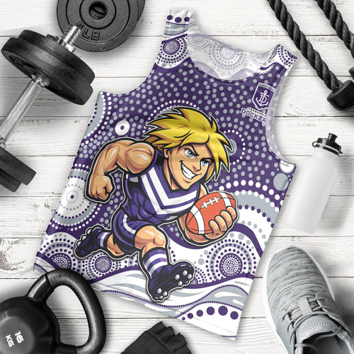 Fremantle Dockers Men Tank Top Aboriginal Dot Pattern - Football Mascot Heritage Pride