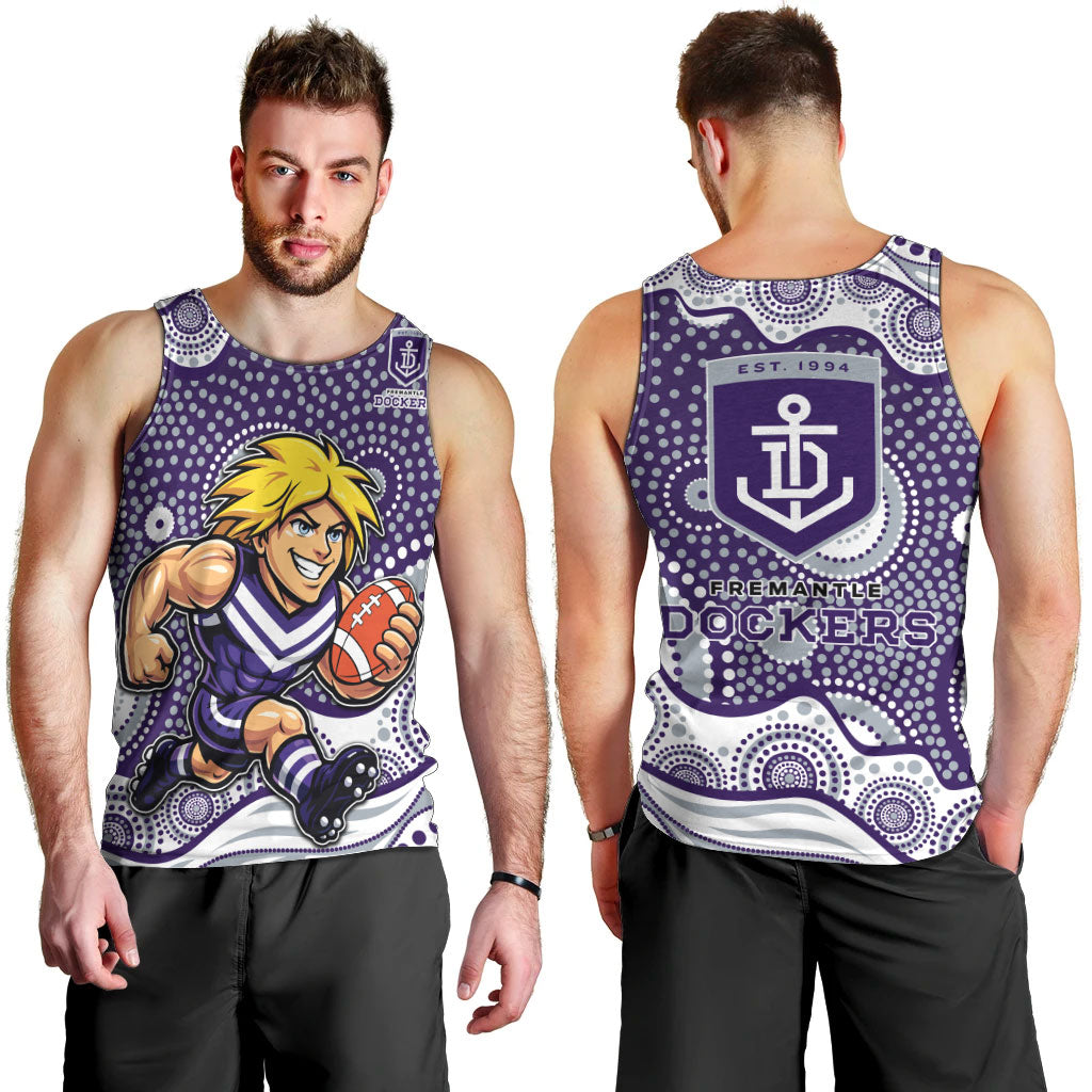 Fremantle Dockers Men Tank Top Aboriginal Dot Pattern - Football Mascot Heritage Pride