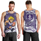 Fremantle Dockers Men Tank Top Aboriginal Dot Pattern - Football Mascot Heritage Pride