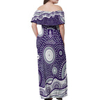 Fremantle Dockers Off Shoulder Maxi Dress Aboriginal Dot Pattern - Football Mascot Heritage Pride