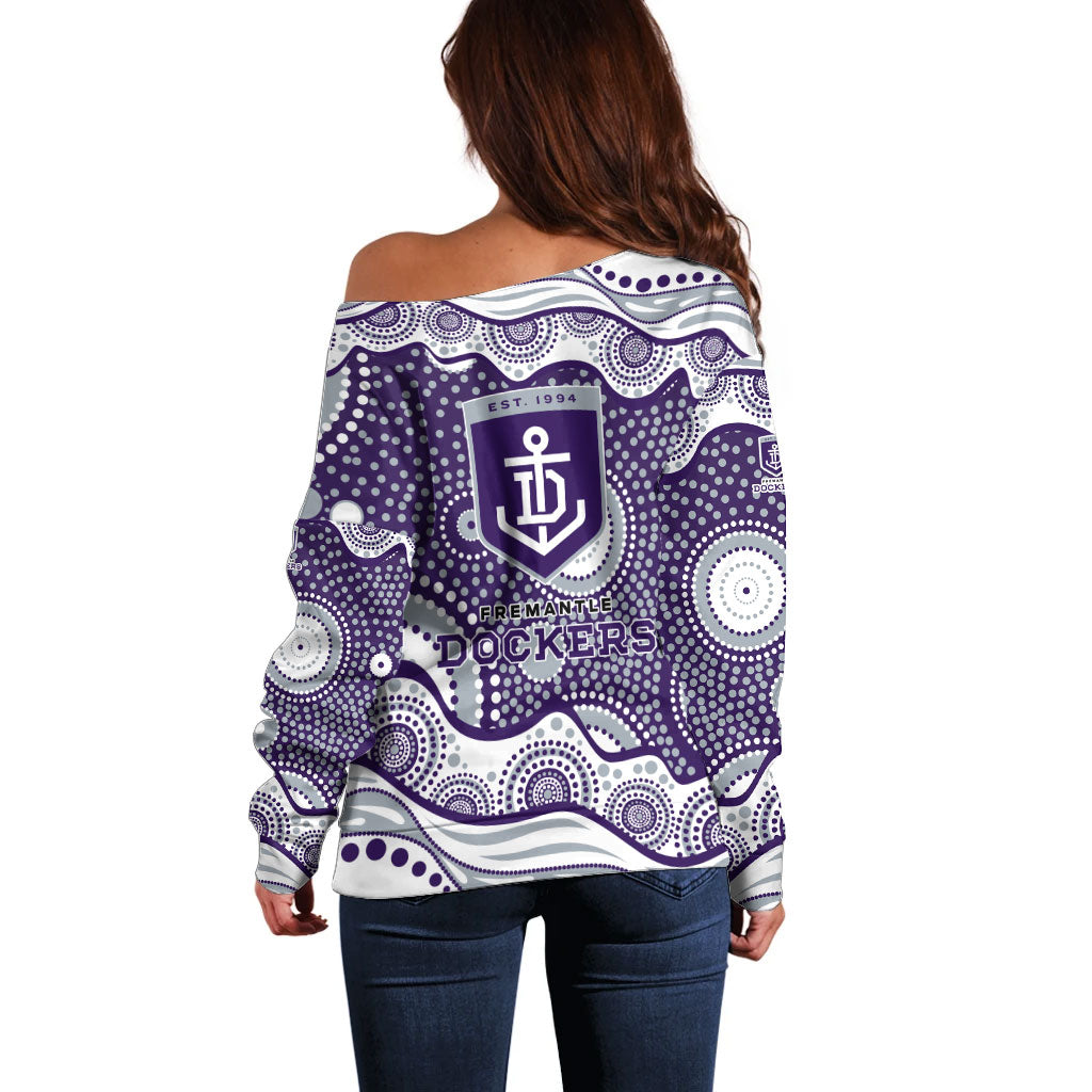 Fremantle Dockers Off Shoulder Sweater Aboriginal Dot Pattern - Football Mascot Heritage Pride