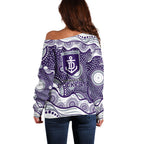 Fremantle Dockers Off Shoulder Sweater Aboriginal Dot Pattern - Football Mascot Heritage Pride